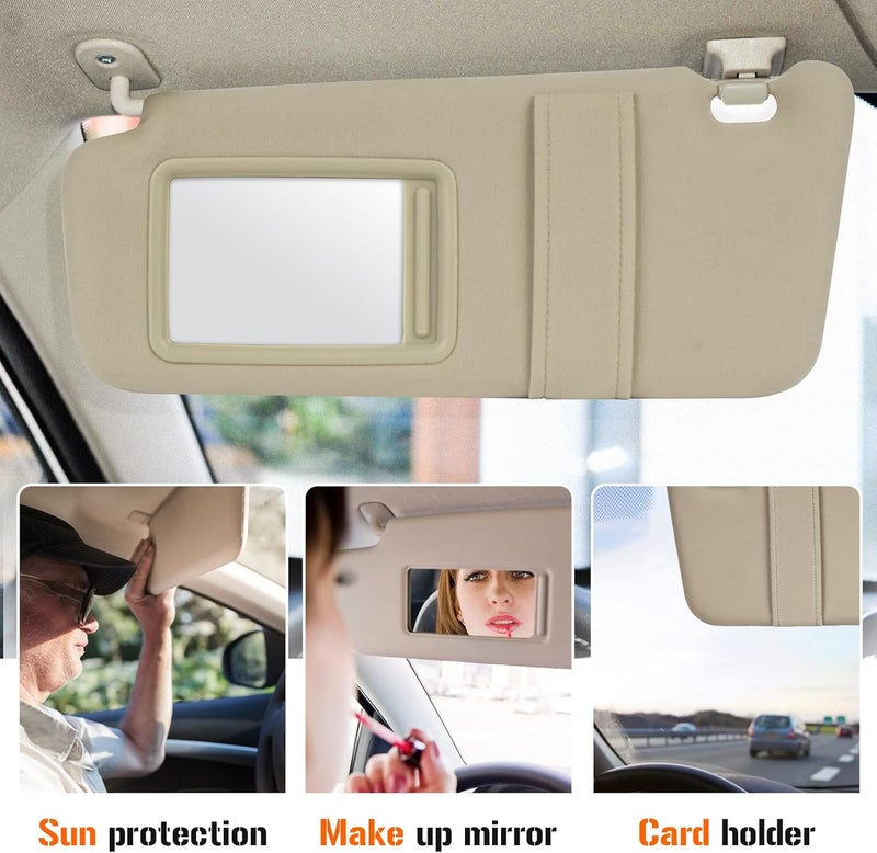 AEagle Sun Visor with Light for Toyota Camry 2007-2011 with Sunroof, Left Driver Side Beige Sunvisor Replace 74320-06800-B0 - Image 4